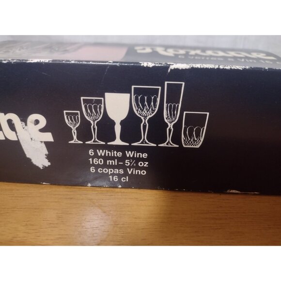 Vintage VMC Reims France 6 Clear Wine Glasses Teardrop Diamond Roxane 160ml - Picture 4 of 5